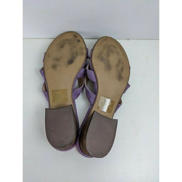 Purple strappy slip on sandals block heel low heel Design lab size 7.5 - Picture 8 of 8